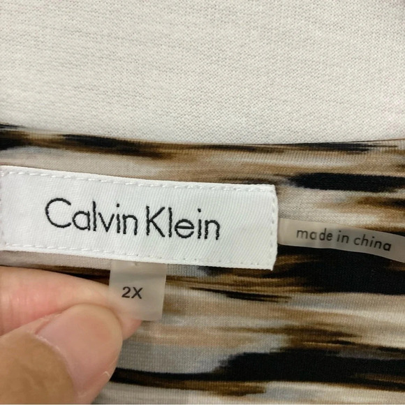 Calvin Klein Black Brown Stretch Wrap Top size 2X - Picture 2 of 10